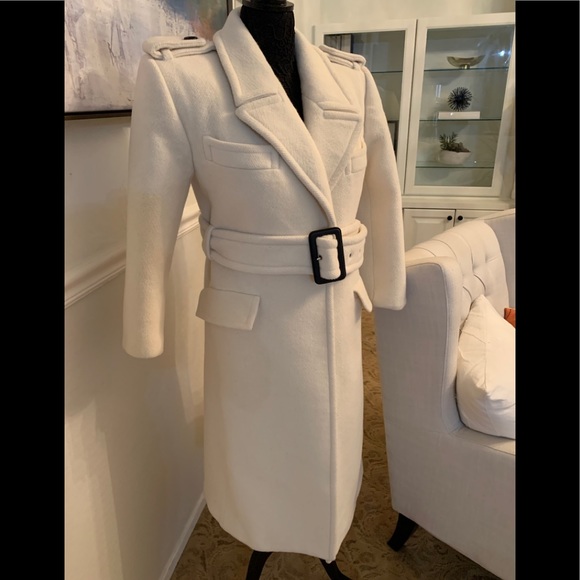 SAINT LAURENT Belted Wool Coat Size S $4990 - Picture 2 of 13